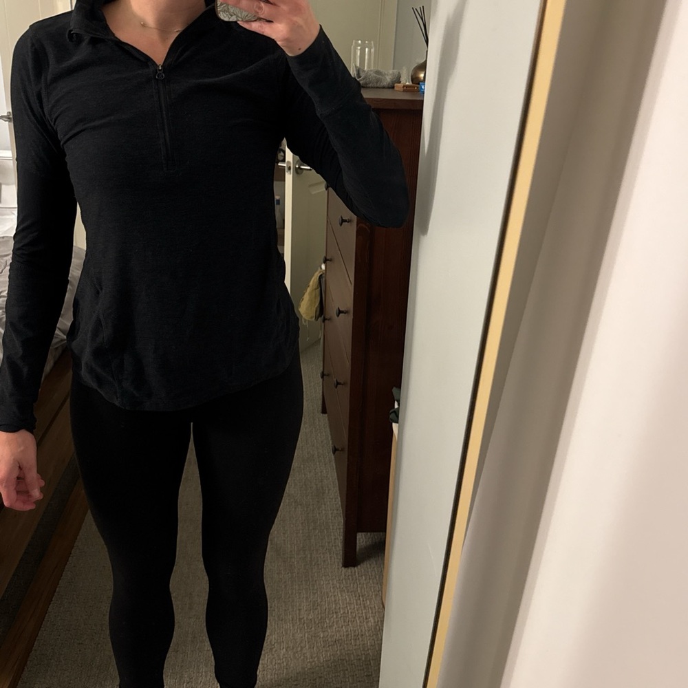 Black Women's Long Sleeve Quarter Zip Top